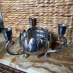 Reed & Barton Candle and Lotus Flower Holder